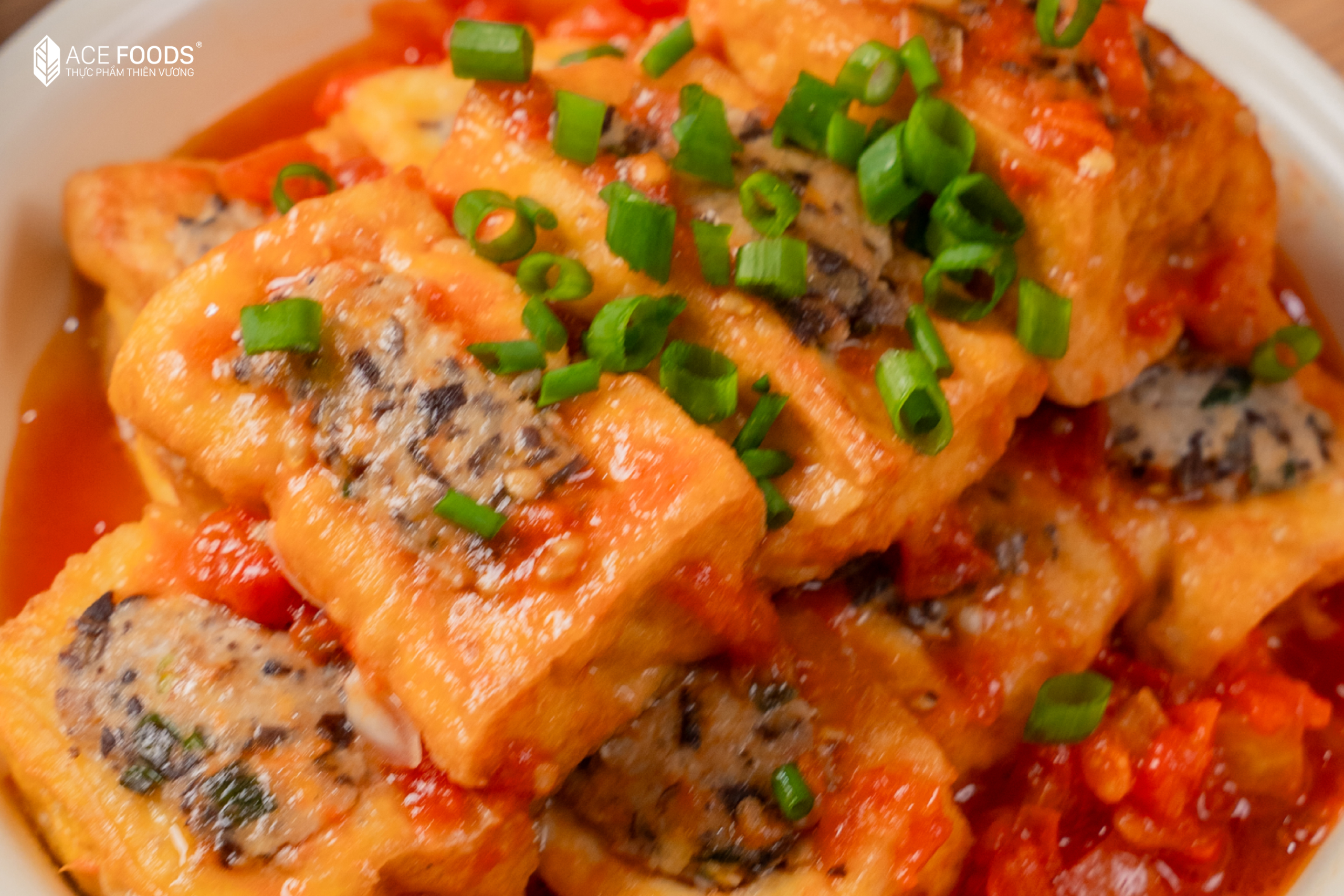 Đậu phụ nhồi thịt xốt cà chua - Cách làm mềm ngon, đậm đà đưa cơm